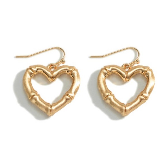 Open Heart Drop Dangle  Earrings - Picture 1 of 3